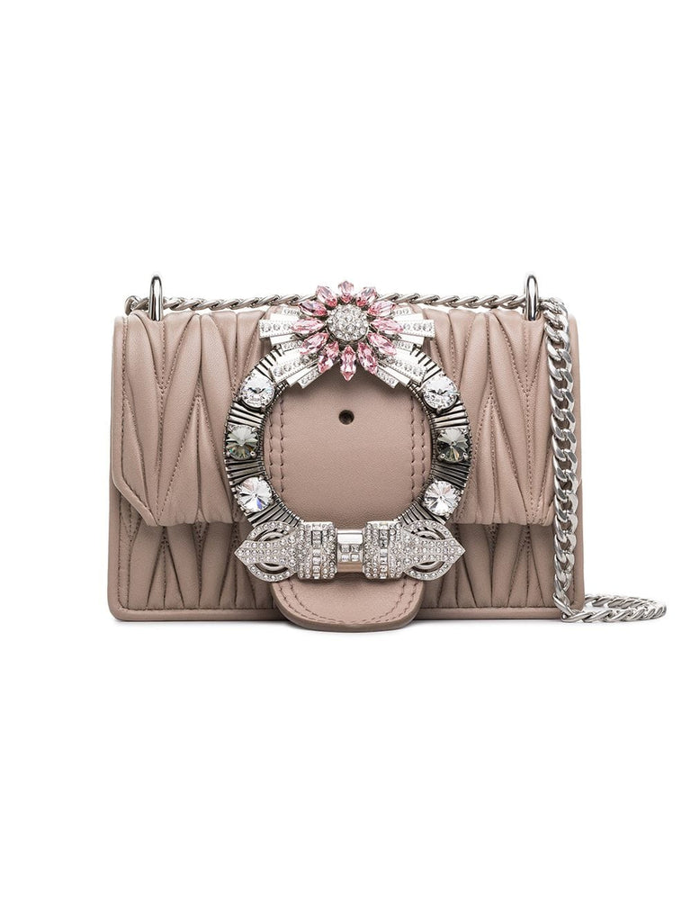 embellished matelassé shoulder bag