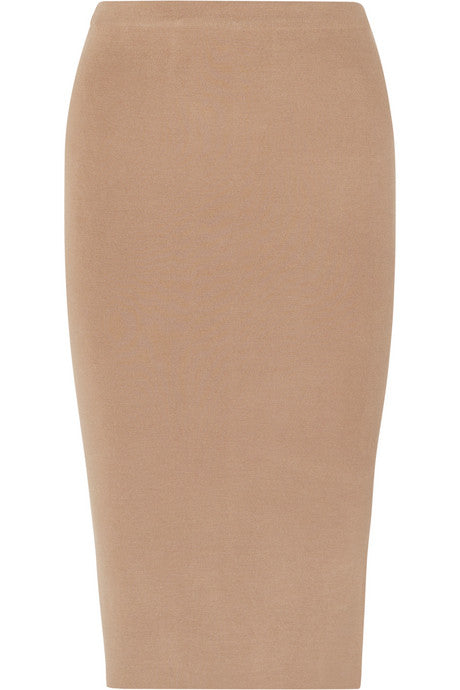 Stretch silk-blend midi skirt