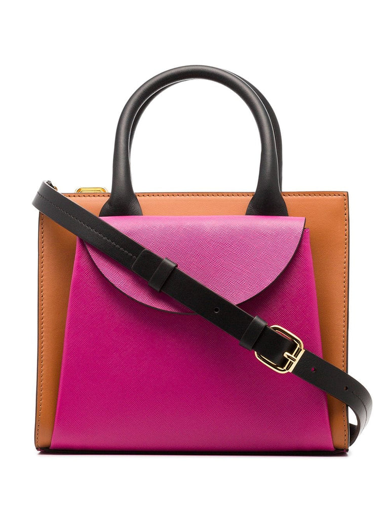 multicolour leather two-tone tote bag