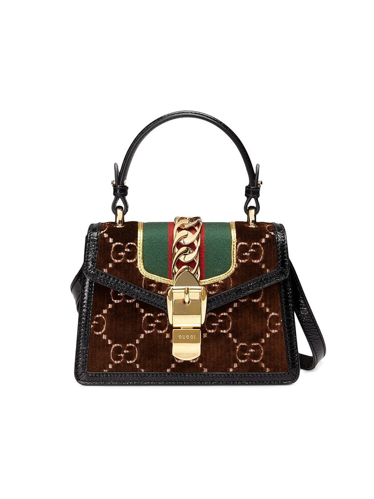 brown Sylvie GG velvet mini bag