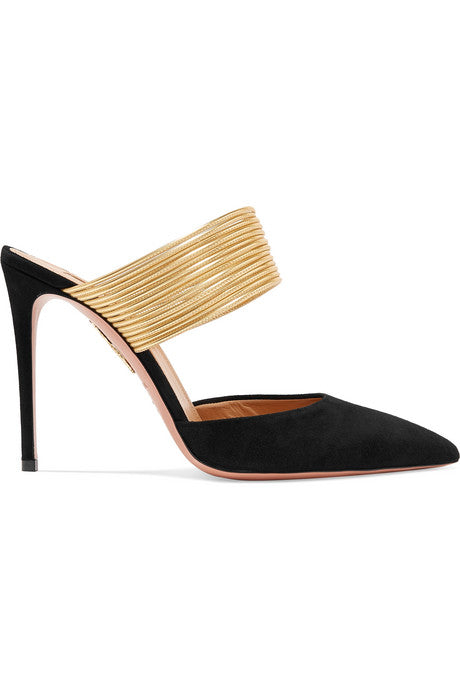 Rendez Vous 105 suede and metallic leather mules