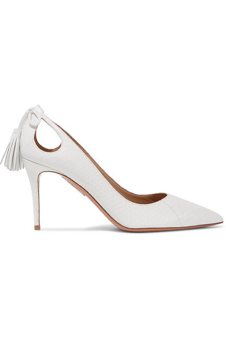 Forever Marilyn 85 cutout tasseled elaphe pumps