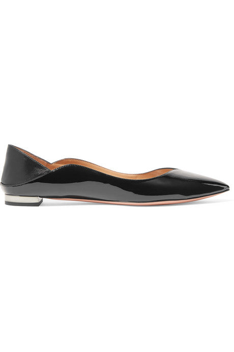 Zen smooth and patent-leather collapsible-heel point-toe flats