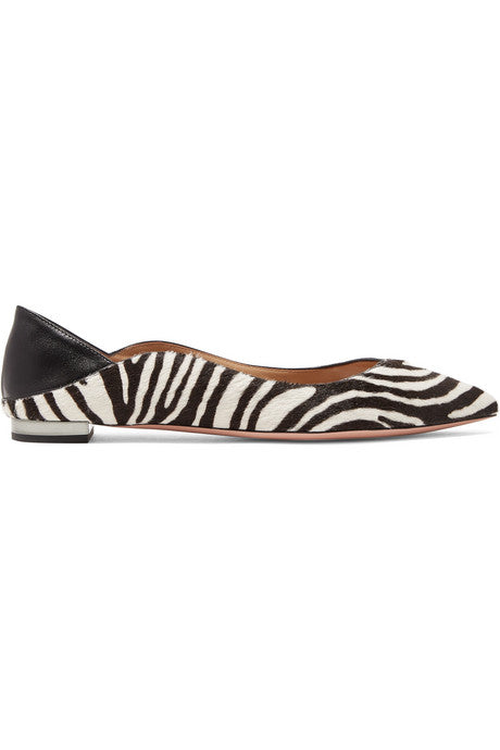 Zen zebra-print calf hair collapsible-heel point-toe flats