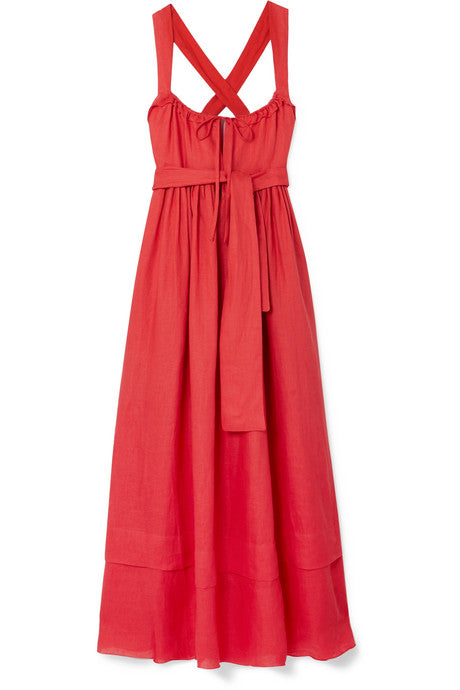 Joan ruffled tiered linen maxi dress