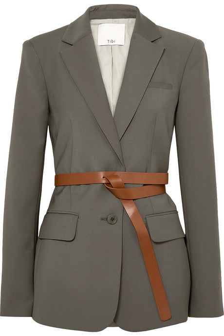 Tablier belted woven blazer