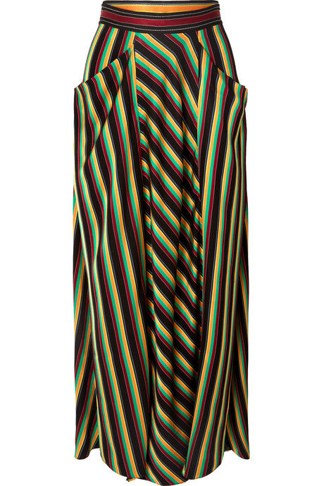 Striped satin maxi skirt