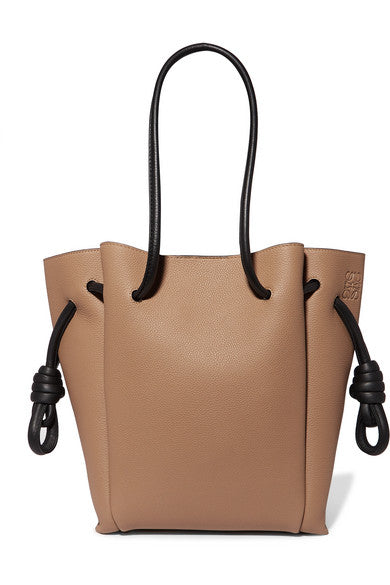 Flamenco small textured-leather tote