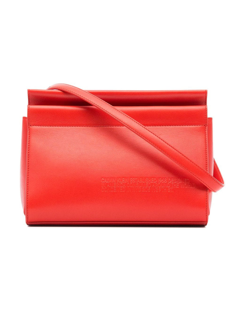 red top zip leather cross-body bag