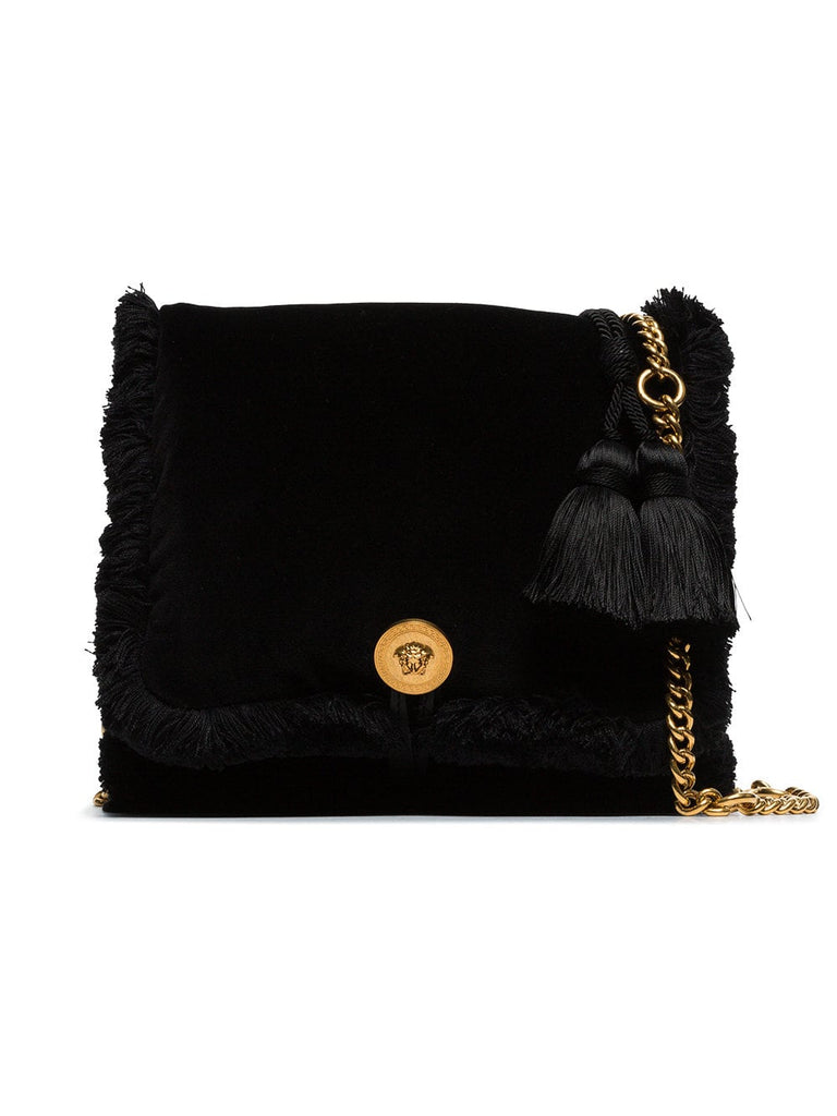 black pillow talk small velvet shoulder bag