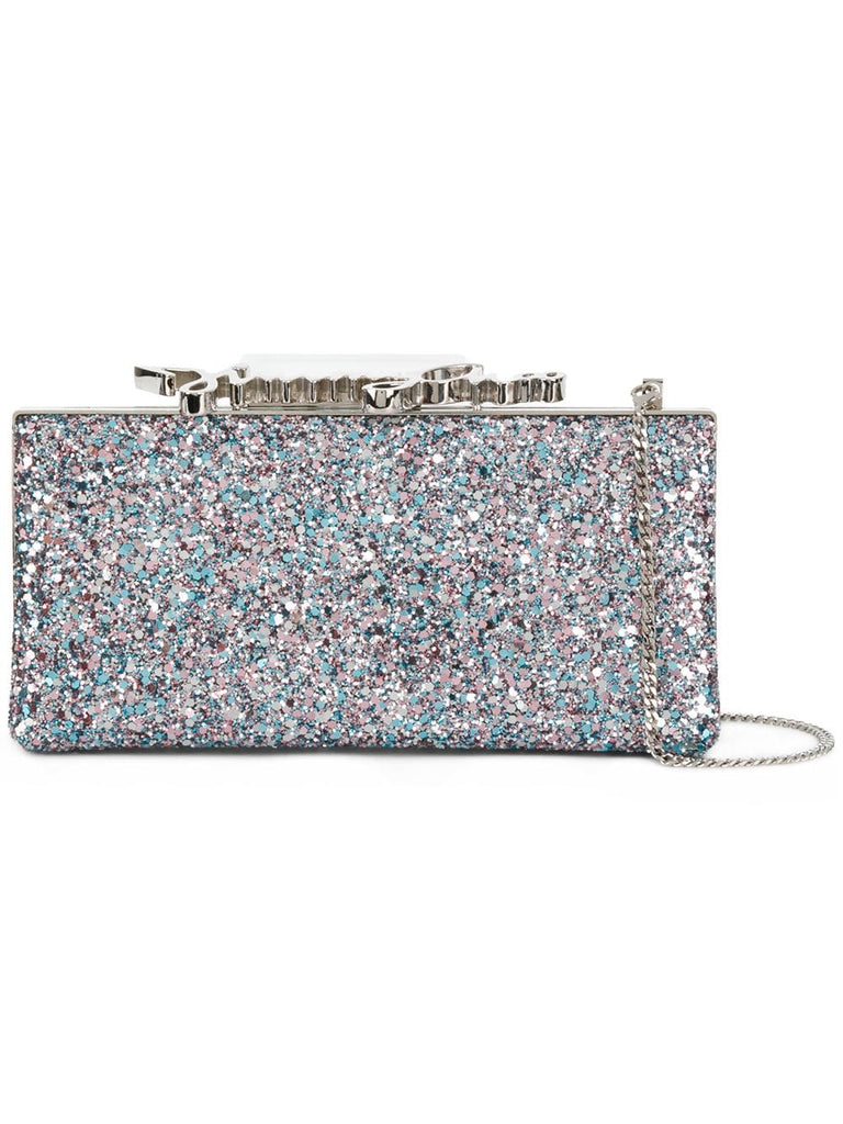 silver Metallic Celeste glitter clutch