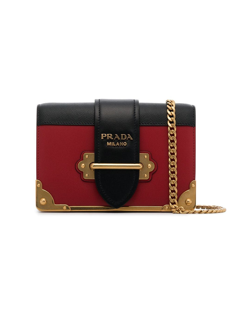 black and red cahier mini leather shoulder bag