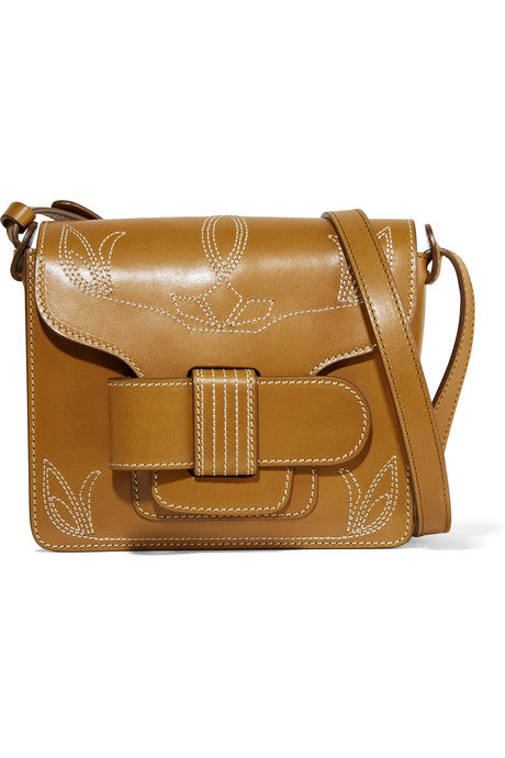 Greta embroidered leather shoulder bag