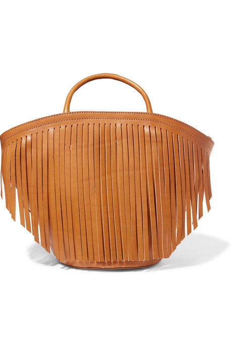 Large fringed leather tote