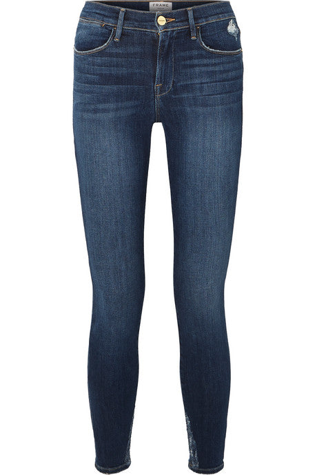 Le High distressed skinny jeans