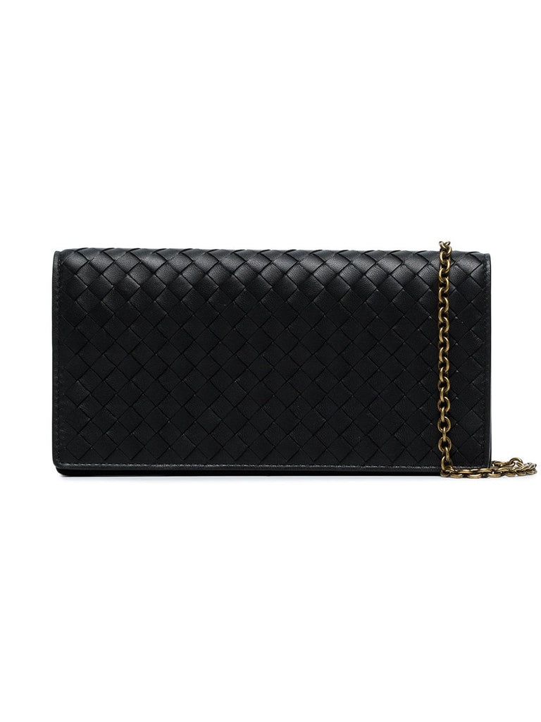 black Inrecciato continental leather wallet