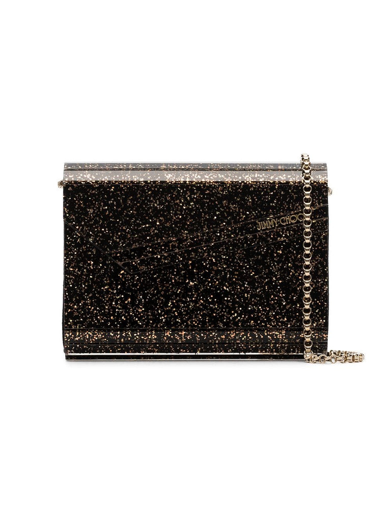 black and gold metallic candy twinkle glitter clutch bag