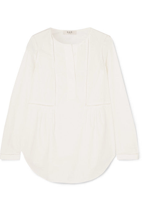 Calah pleated cotton-poplin blouse