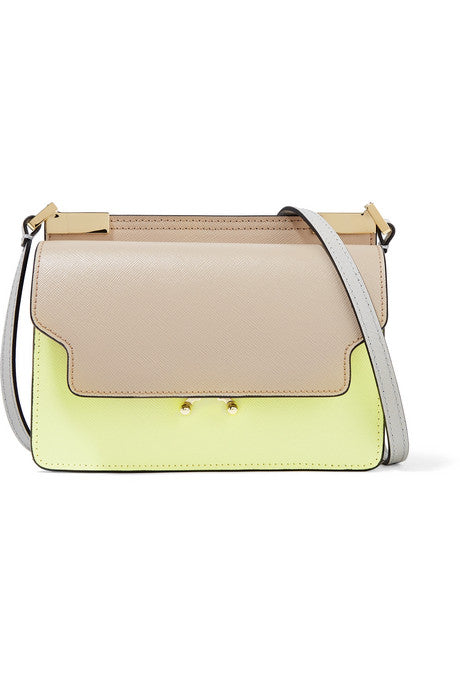 Trunk micro color-block textured-leather shoulder bag