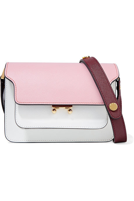 Trunk small color-block textured-leather shoulder bag