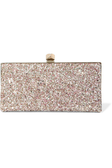 Celeste glittered leather clutch