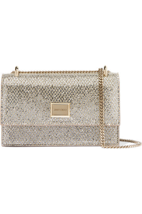 Leni glittered leather shoulder bag