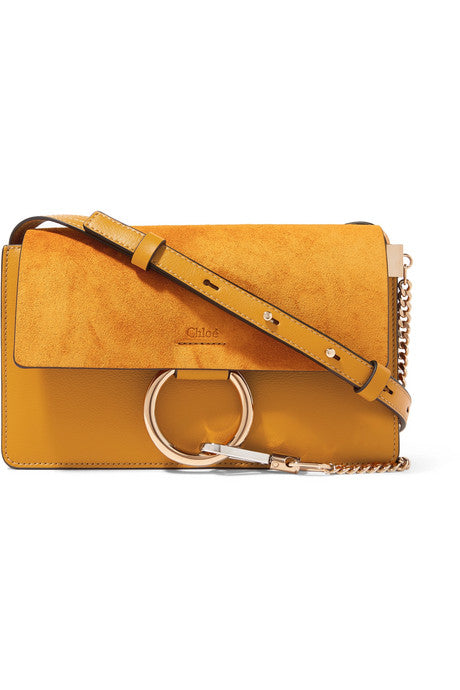 Faye small leather and suede shoulder bag