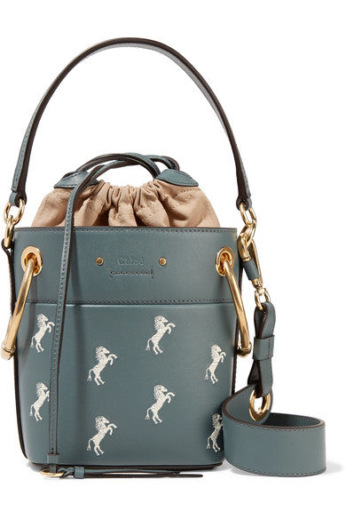 Roy mini embroidered leather bucket bag