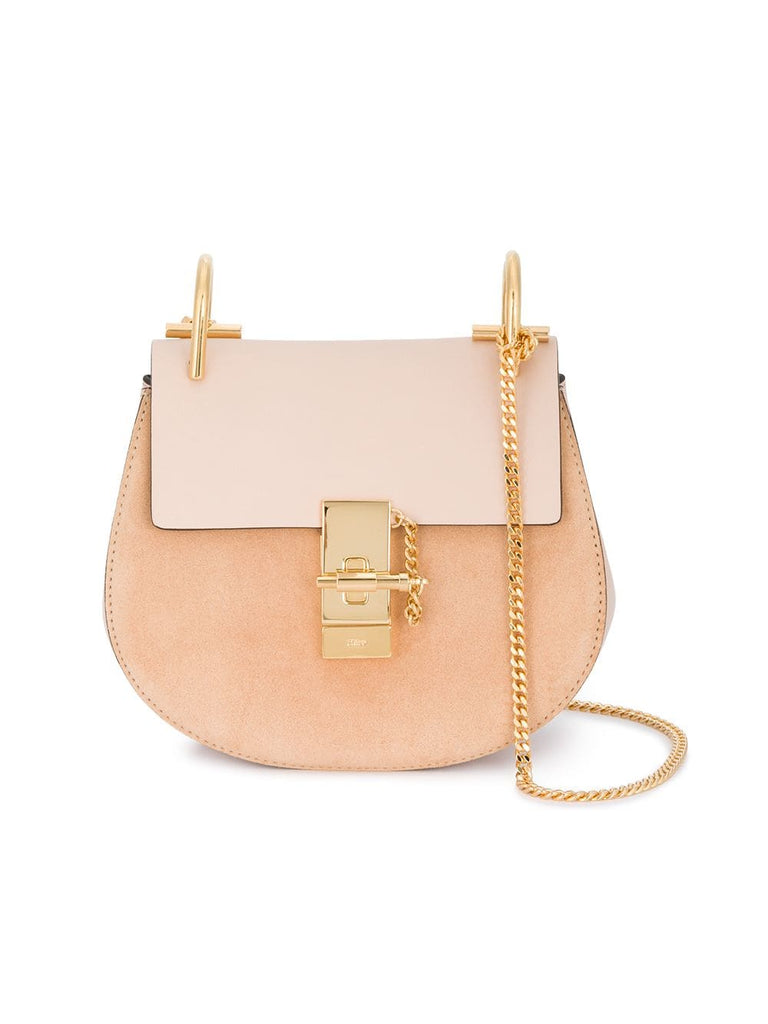 cement pink and peach Drew suede shoulder bag