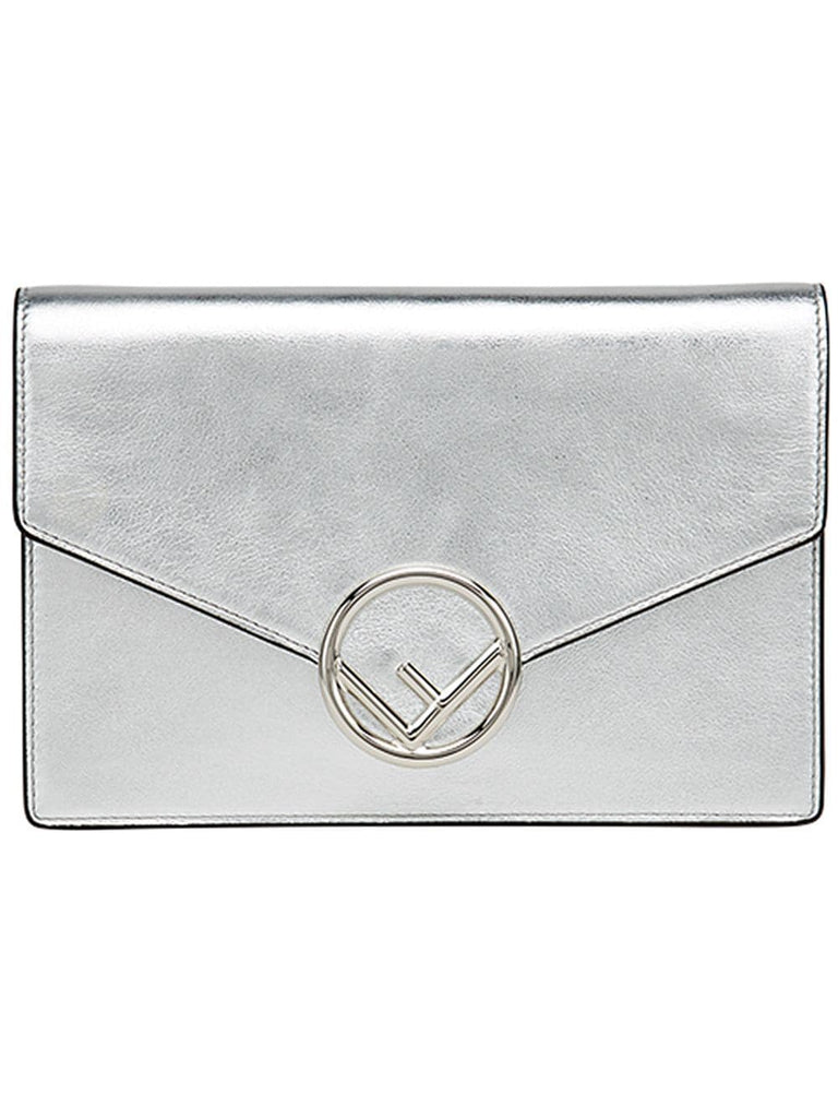 Silver logo Leather Wallet Bag