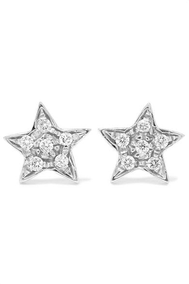 Superstellar 18-karat white gold diamond earrings