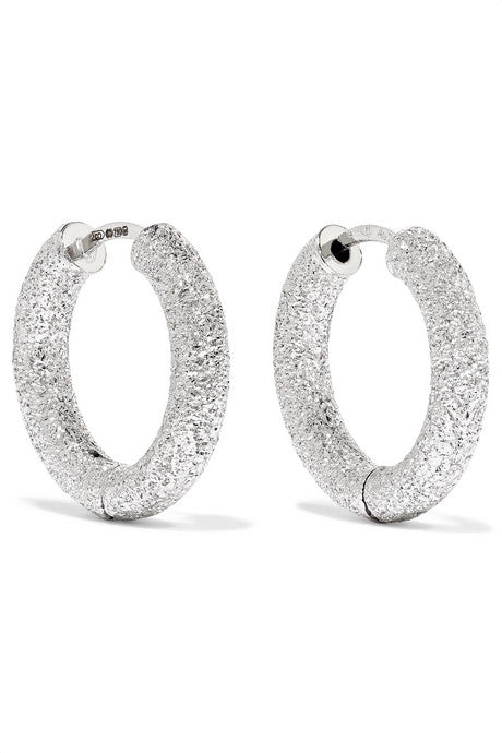 Florentine 18-karat white gold hoop earrings