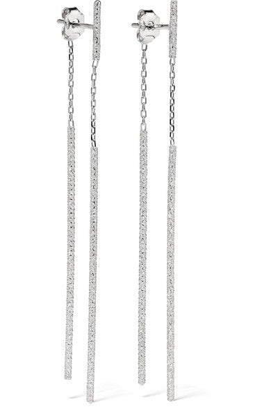 Double Magic Wand 18-karat white gold earrings