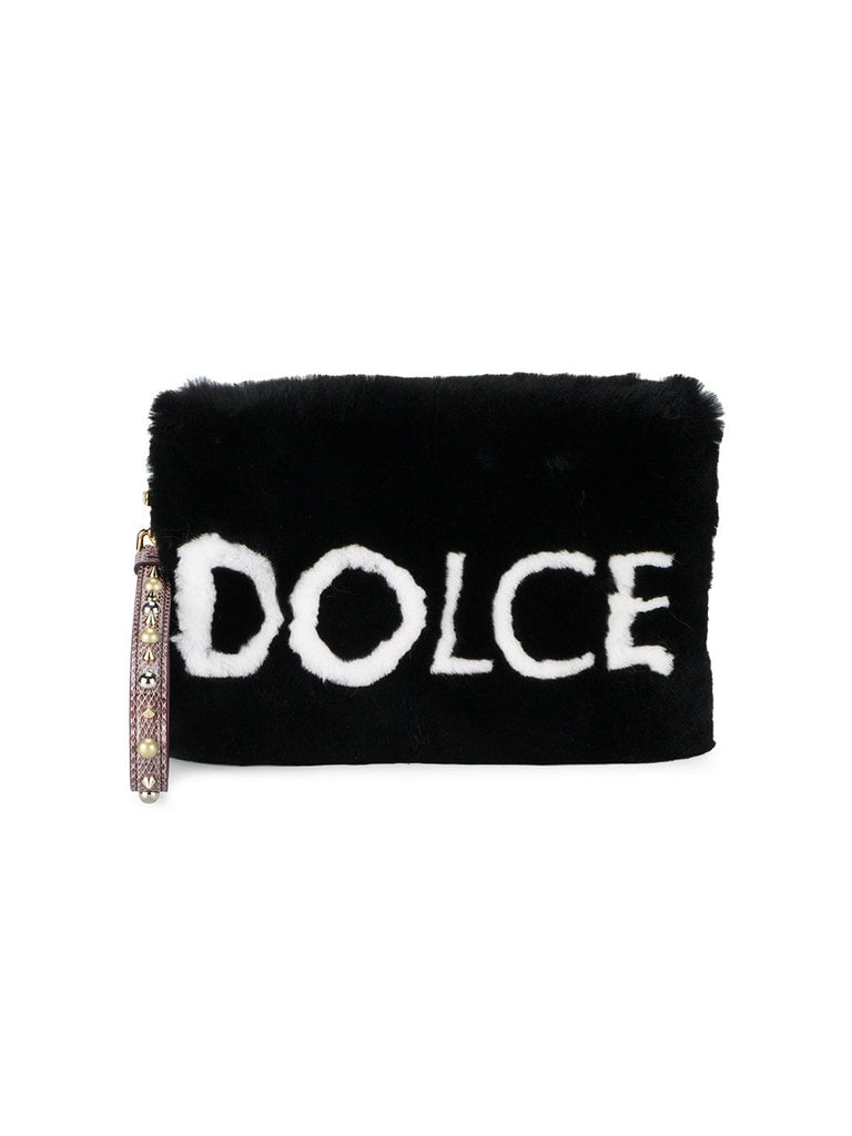 black Cleo fur clutch bag