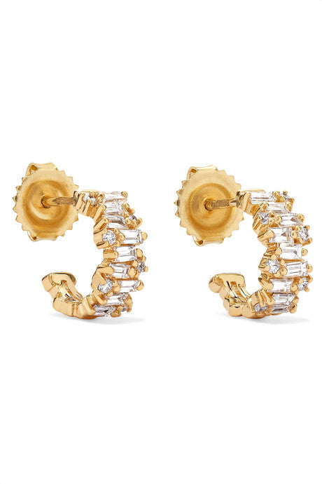 12mm 18-karat gold diamond hoop earrings