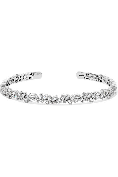 18-karat white gold diamond cuff