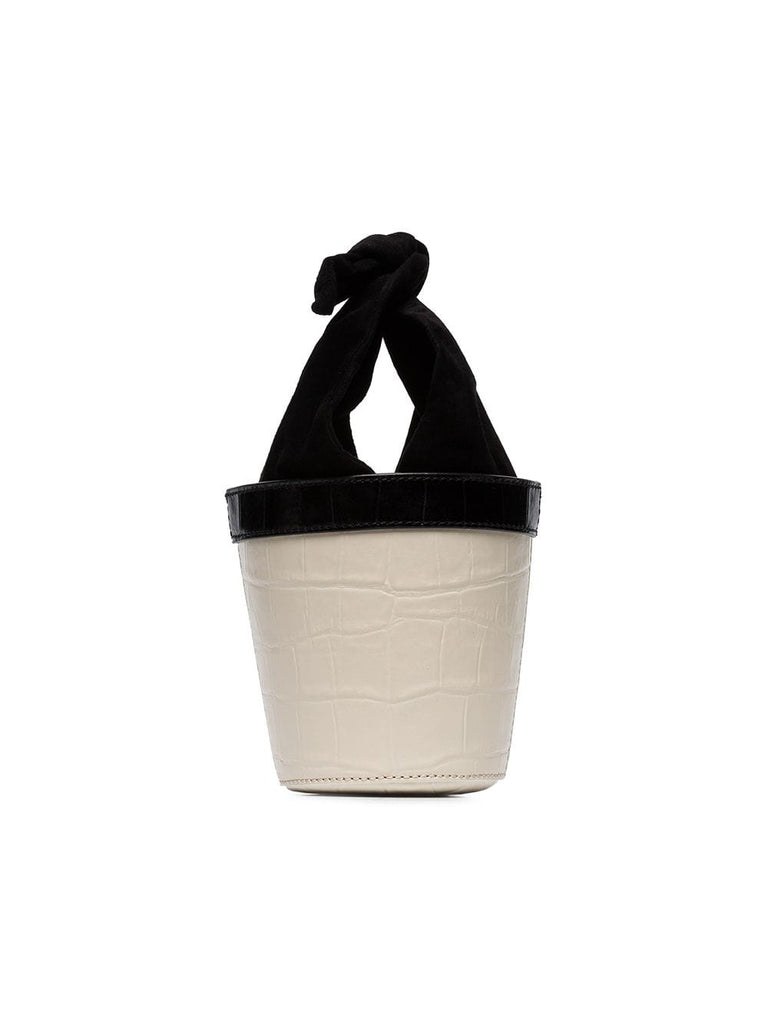 white and black Britt leather mini bucket bag