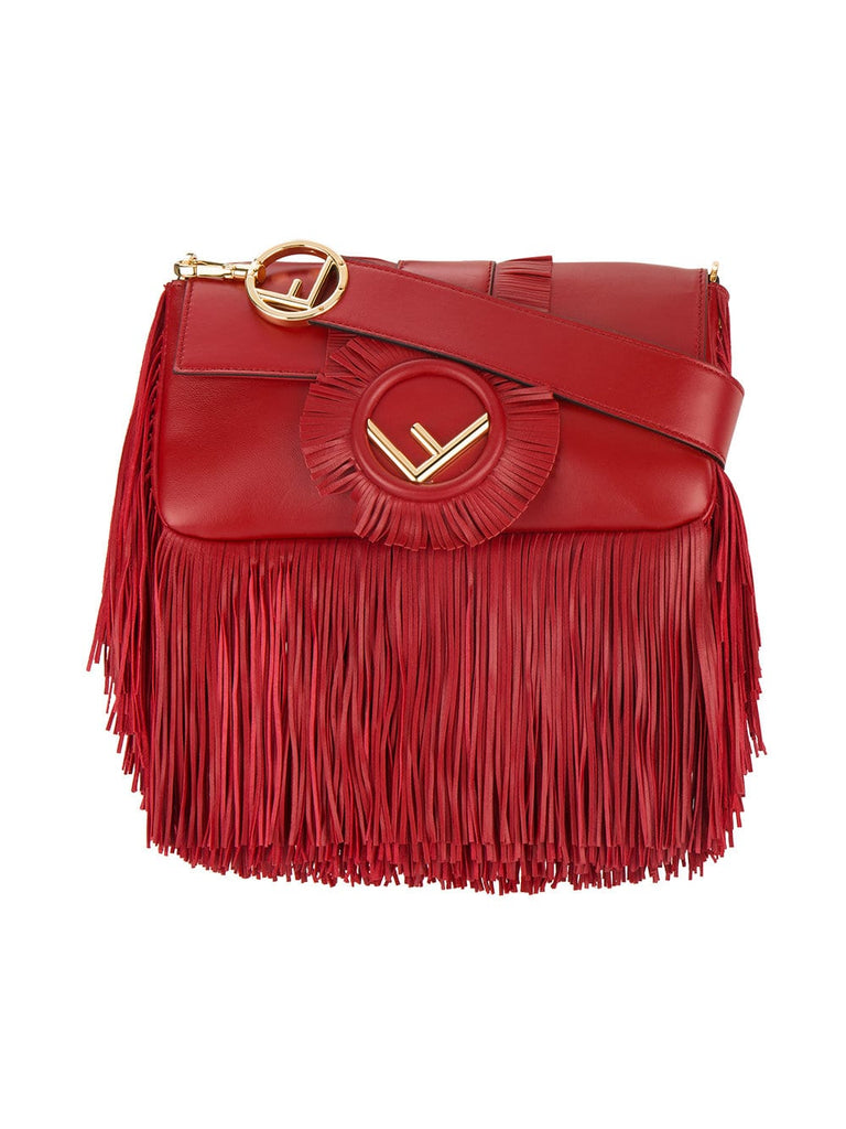 red Baguette fringed shoulder bag