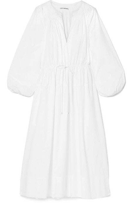 Judithe embroidered cotton-poplin midi dress