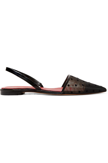 Koko flocked mesh slingback point-toe flats
