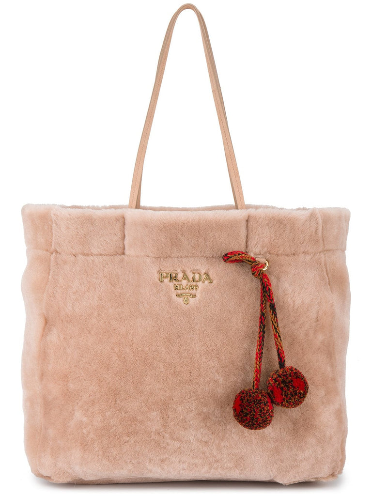 Pink shopper shearling tote bag