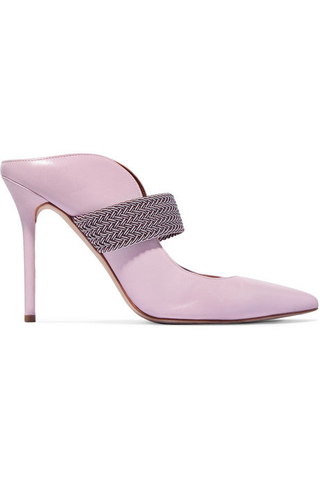Mara 100 cord-trimmed leather mules