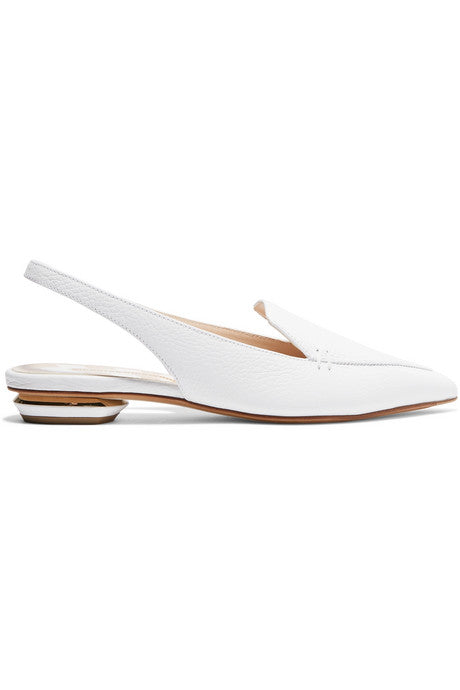 Beya textured-leather slingback flats