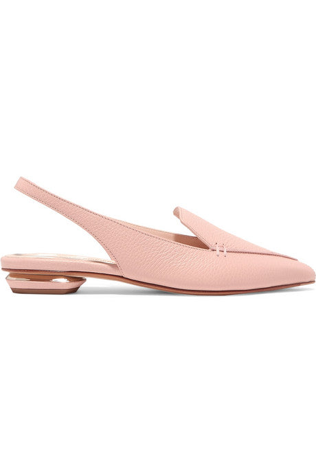 Beya textured-leather slingback flats