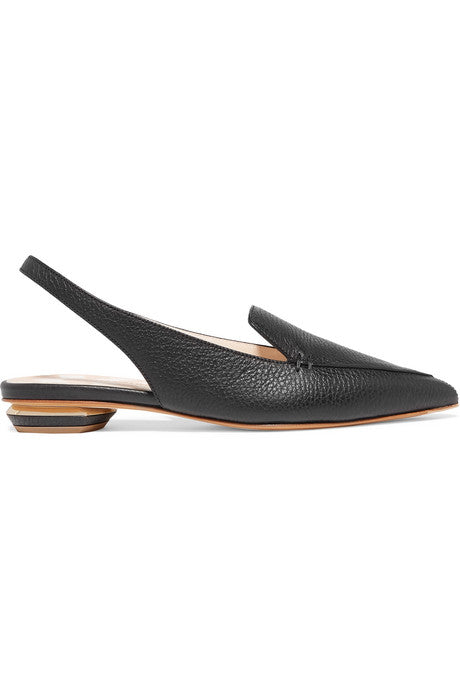 Beya textured-leather point-toe flats