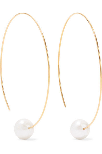 Gold-plated pearl earrings