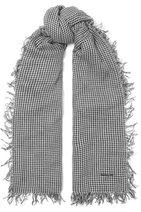 Gingham cashmere and silk-blend scarf