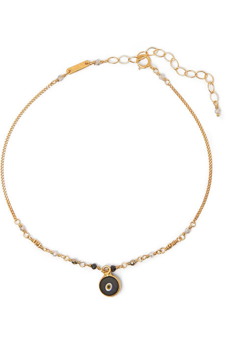 Evil Eye gold-plated multi-stone anklet