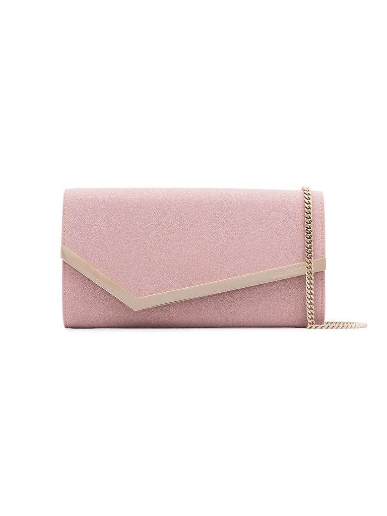 pink Emmie glitter fabric clutch bag