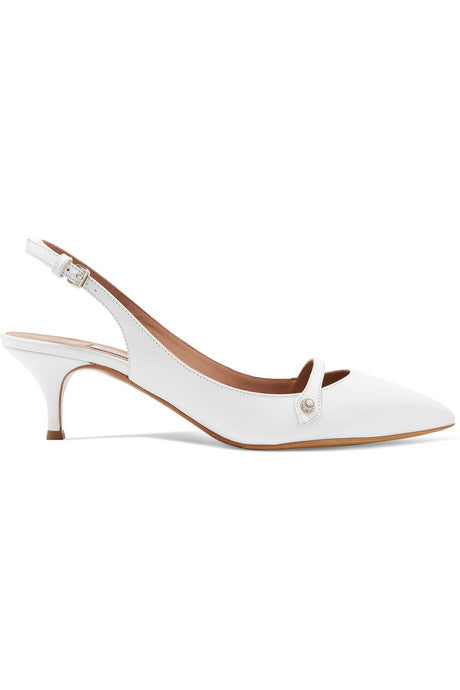 Layton crystal-embellished leather slingback pumps